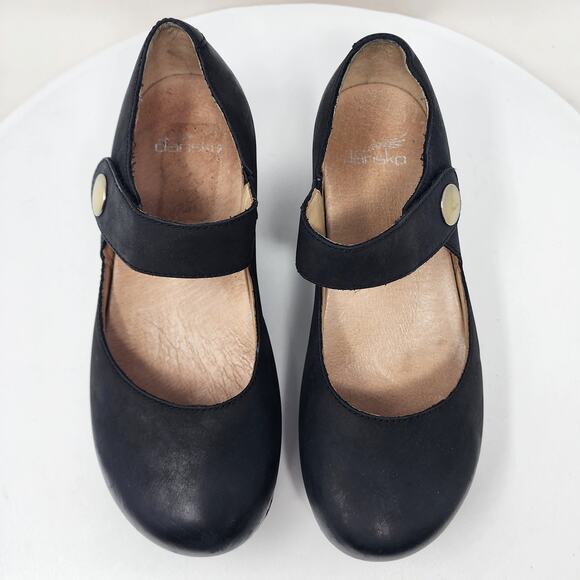 Dansko Beatrice Mary Jane Clog Women EU36/US5.5-6 Black Burnished Leather Clog - Picture 3 of 15